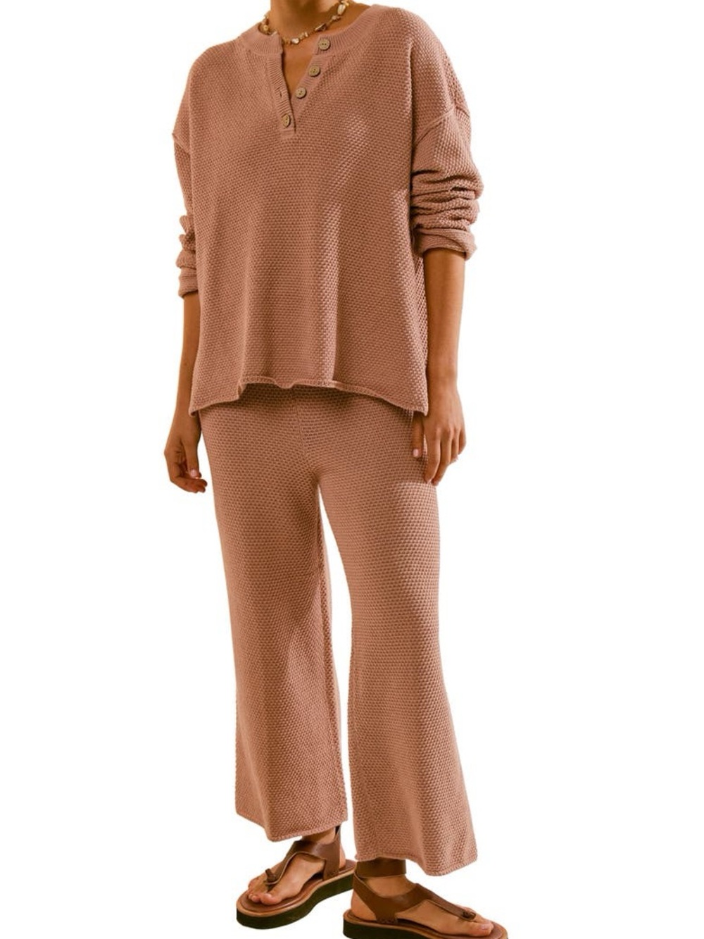 FP BEACH Hailee Waffle Knit Loungewear Set